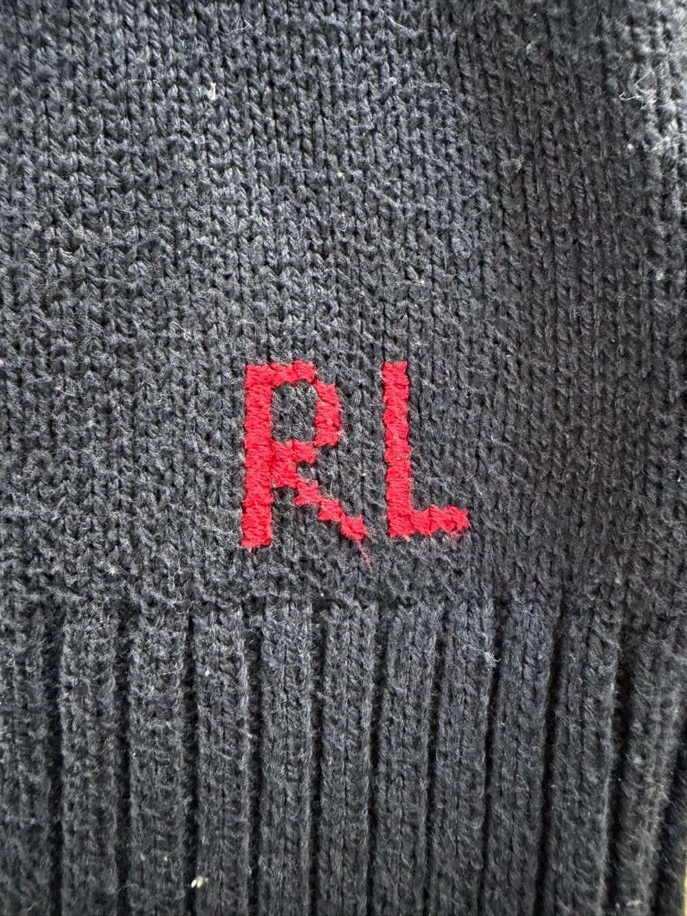 Polo Ralph Lauren Kids Teddy Bear Sweater M 10-12 Navy Cotton Knit Good